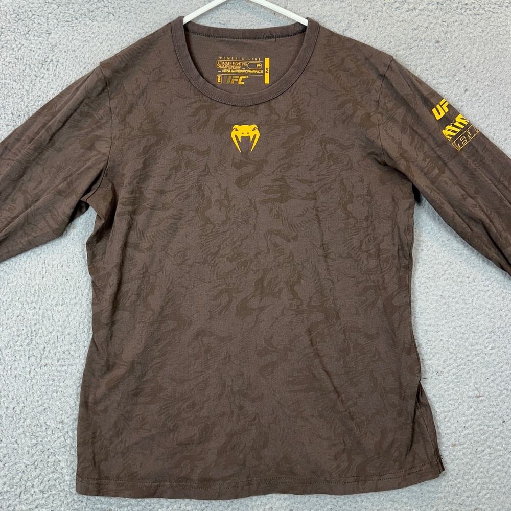 UFC Performance Shirt Womens Small Brown Camo MMA Venum Long Sleeve Athletic EUC